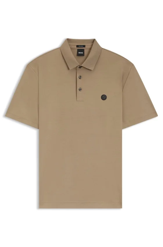 Mercerized-cotton polo shirt with Double B monogram Mercerized-cotton polo shirt with Double B monogram