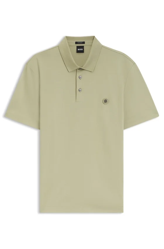 Mercerized-cotton polo shirt with Double B monogram Mercerized-cotton polo shirt with Double B monogram