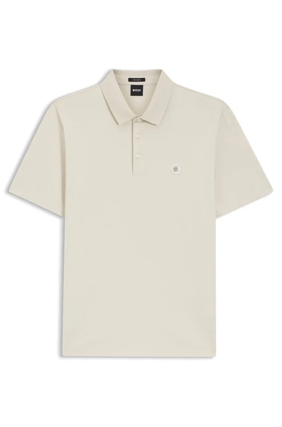 Mercerized-cotton polo shirt with Double B monogram Mercerized-cotton polo shirt with Double B monogram