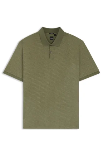 Mercerized-cotton polo shirt with printed monograms