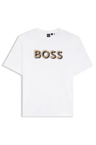 Mercerized-cotton T-shirt with logo artwork