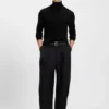 Merino wool turtleneck sweater with embroidered logo