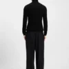 Merino wool turtleneck sweater with embroidered logo