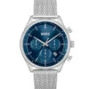 Mesh-bracelet chronograph watch with blue dial