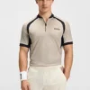 Mesh-jersey slim-fit polo shirt with zip neck