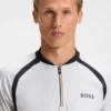 Mesh-jersey slim-fit polo shirt with zip neck