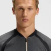 Mesh-jersey slim-fit polo shirt with zip neck