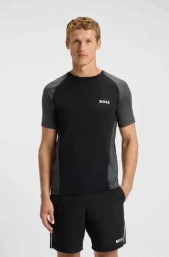 Mesh-jersey slim-fit T-shirt with colour-blocking