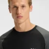 Mesh-jersey slim-fit T-shirt with colour-blocking