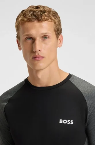Mesh-jersey slim-fit T-shirt with colour-blocking