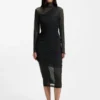 Mesh-panel dress in a slim fit