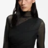 Mesh-panel dress in a slim fit