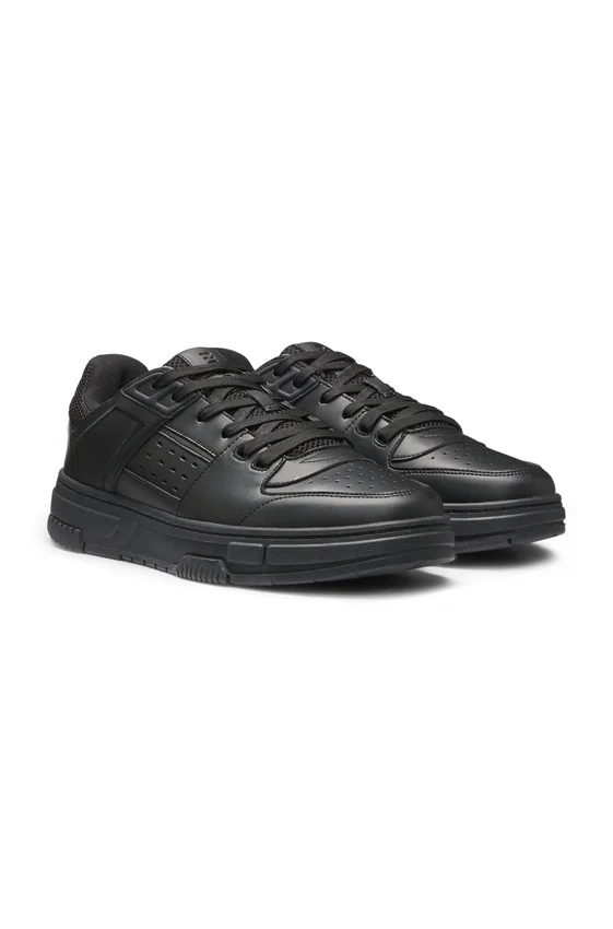 Mesh-trim trainers in faux leather Mesh-trim trainers in faux leather