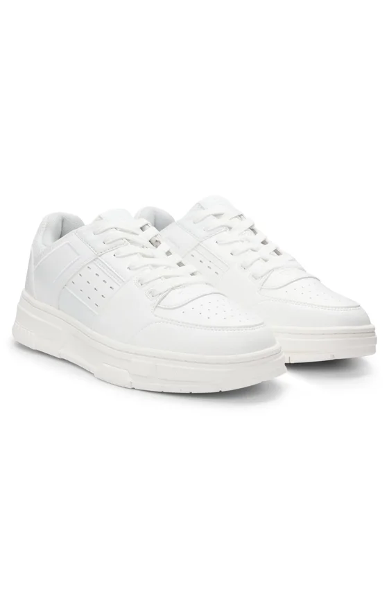 Mesh-trim trainers in faux leather Mesh-trim trainers in faux leather
