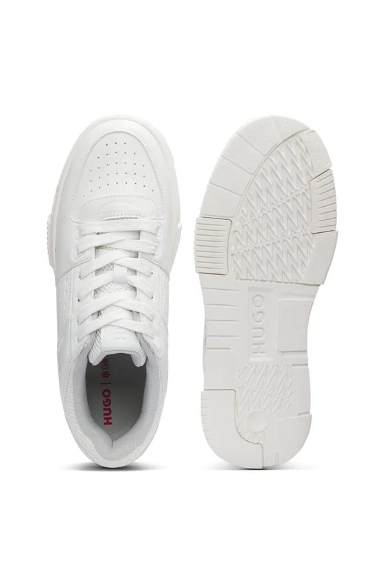 Mesh-trim trainers in faux leather Mesh-trim trainers in faux leather