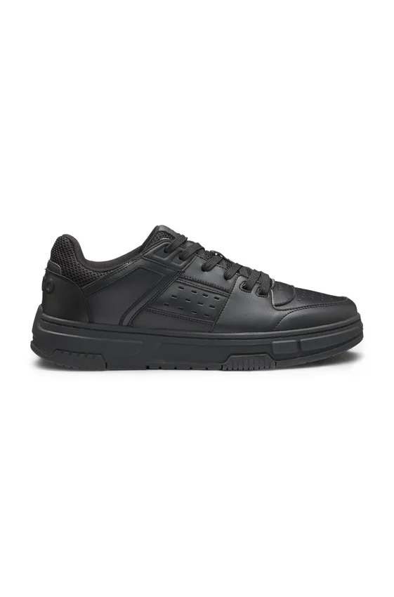 Mesh-trim trainers in faux leather Mesh-trim trainers in faux leather