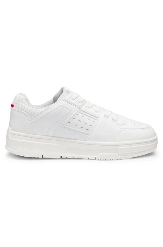 Mesh-trim trainers in faux leather Mesh-trim trainers in faux leather