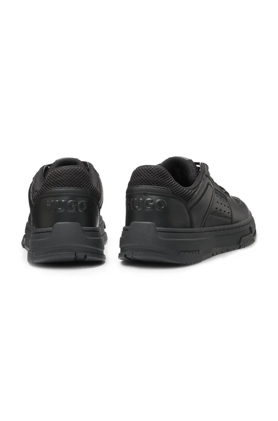 Mesh-trim trainers in faux leather Mesh-trim trainers in faux leather