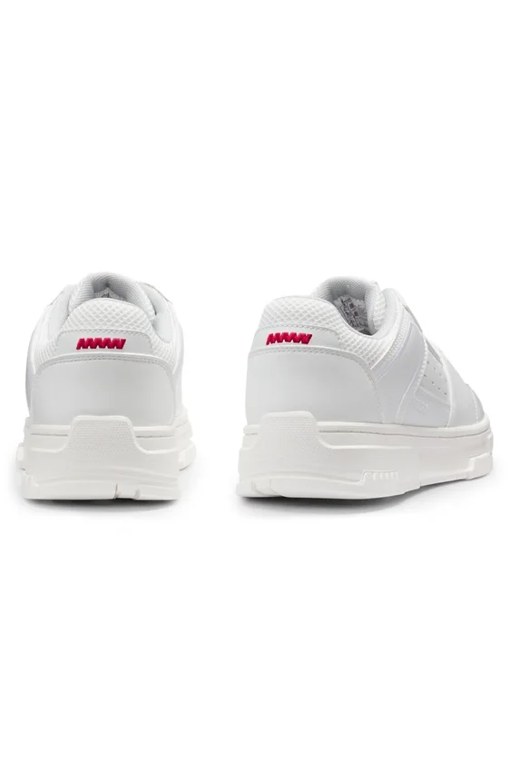 Mesh-trim trainers in faux leather Mesh-trim trainers in faux leather