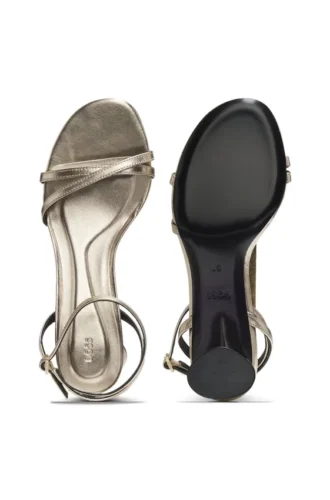 Metallic-leather sandals with block heel
