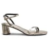 Metallic-leather sandals with block heel