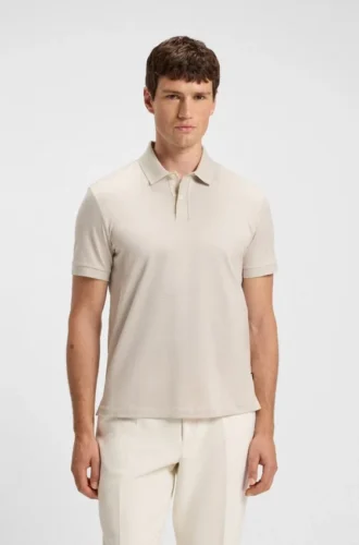 Micro-pattern polo shirt in mercerised cotton