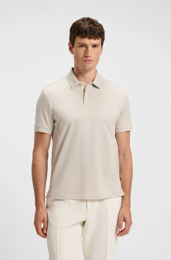 Micro-pattern polo shirt in mercerised cotton Micro-pattern polo shirt in mercerised cotton