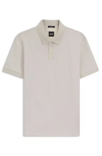 Micro-pattern polo shirt in mercerised cotton