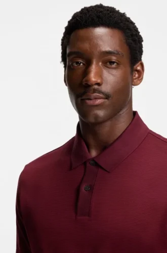 Micro-pattern polo shirt in mercerised cotton