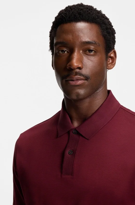 Micro-pattern polo shirt in mercerised cotton Micro-pattern polo shirt in mercerised cotton