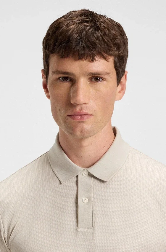 Micro-pattern polo shirt in mercerised cotton Micro-pattern polo shirt in mercerised cotton