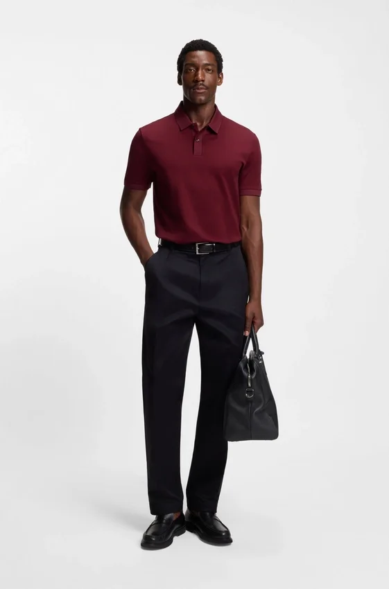 Micro-pattern polo shirt in mercerised cotton Micro-pattern polo shirt in mercerised cotton