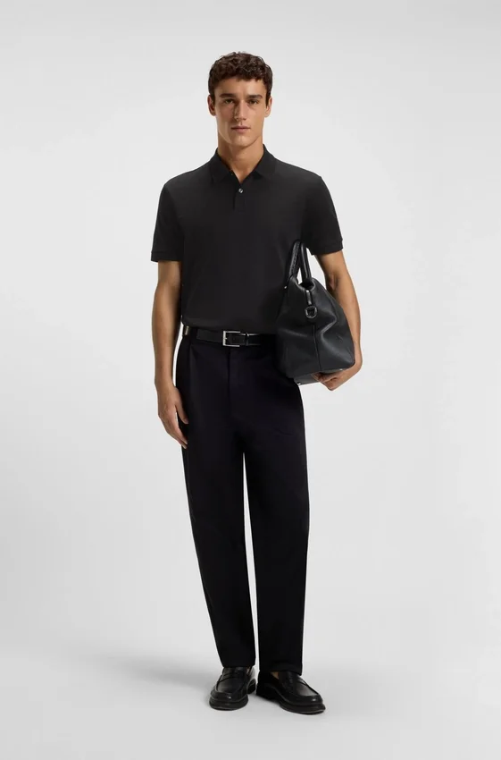 Micro-pattern polo shirt in mercerised cotton Micro-pattern polo shirt in mercerised cotton