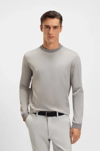 Micro-pattern T-shirt in mercerised cotton