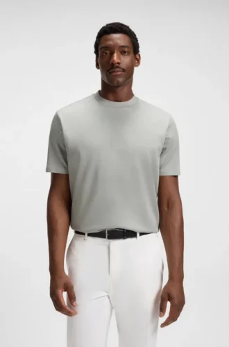 Micro-pattern T-shirt in mercerised cotton