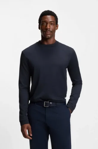 Micro-pattern T-shirt in mercerised cotton