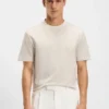 Micro-pattern T-shirt in mercerised cotton