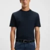 Micro-pattern T-shirt in mercerised cotton