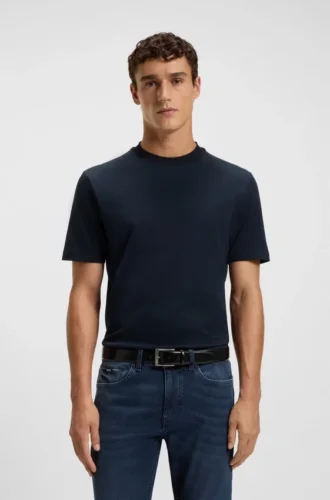 Micro-pattern T-shirt in mercerised cotton