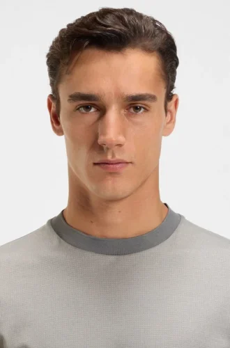 Micro-pattern T-shirt in mercerised cotton