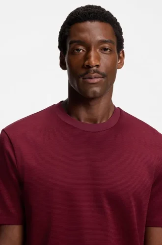 Micro-pattern T-shirt in mercerised cotton