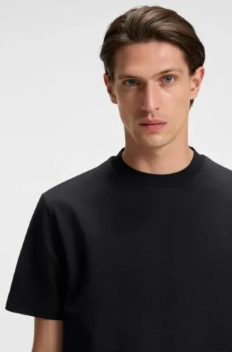 Micro-pattern T-shirt in mercerised cotton