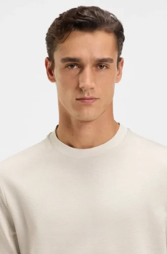 Micro-pattern T-shirt in mercerised cotton