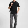 Micro-pattern T-shirt in mercerised cotton