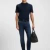 Micro-pattern T-shirt in mercerised cotton