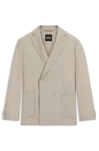 Micro-patterned double-breasted jacket in virgin wool