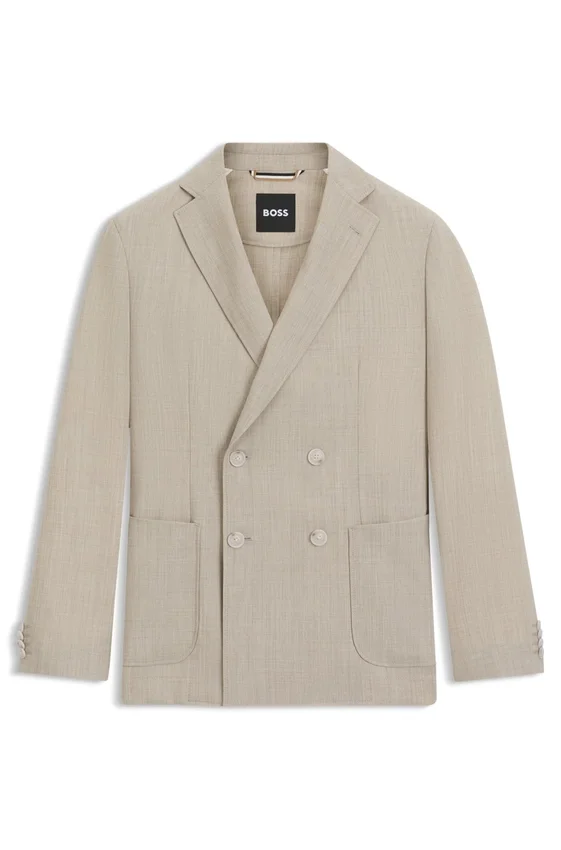 Micro-patterned double-breasted jacket in virgin wool Micro-patterned double-breasted jacket in virgin wool