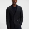 Micro-patterned slim-fit jacket in stretch wool