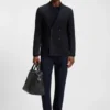 Micro-patterned slim-fit jacket in stretch wool
