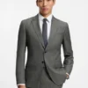 Micro-patterned slim-fit jacket in virgin wool